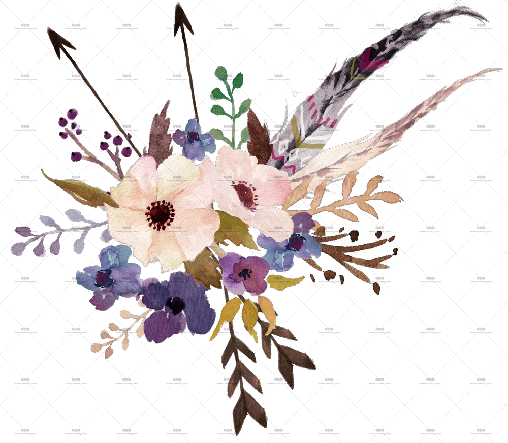 花卉束 – 带箭头的优雅花卉束PNG免抠图预览图