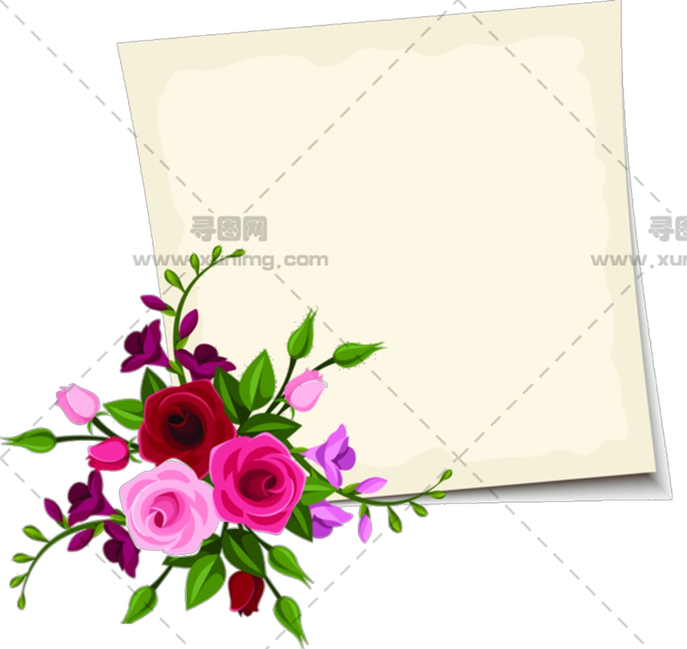 带有便条的精美花束PNG免抠图预览图