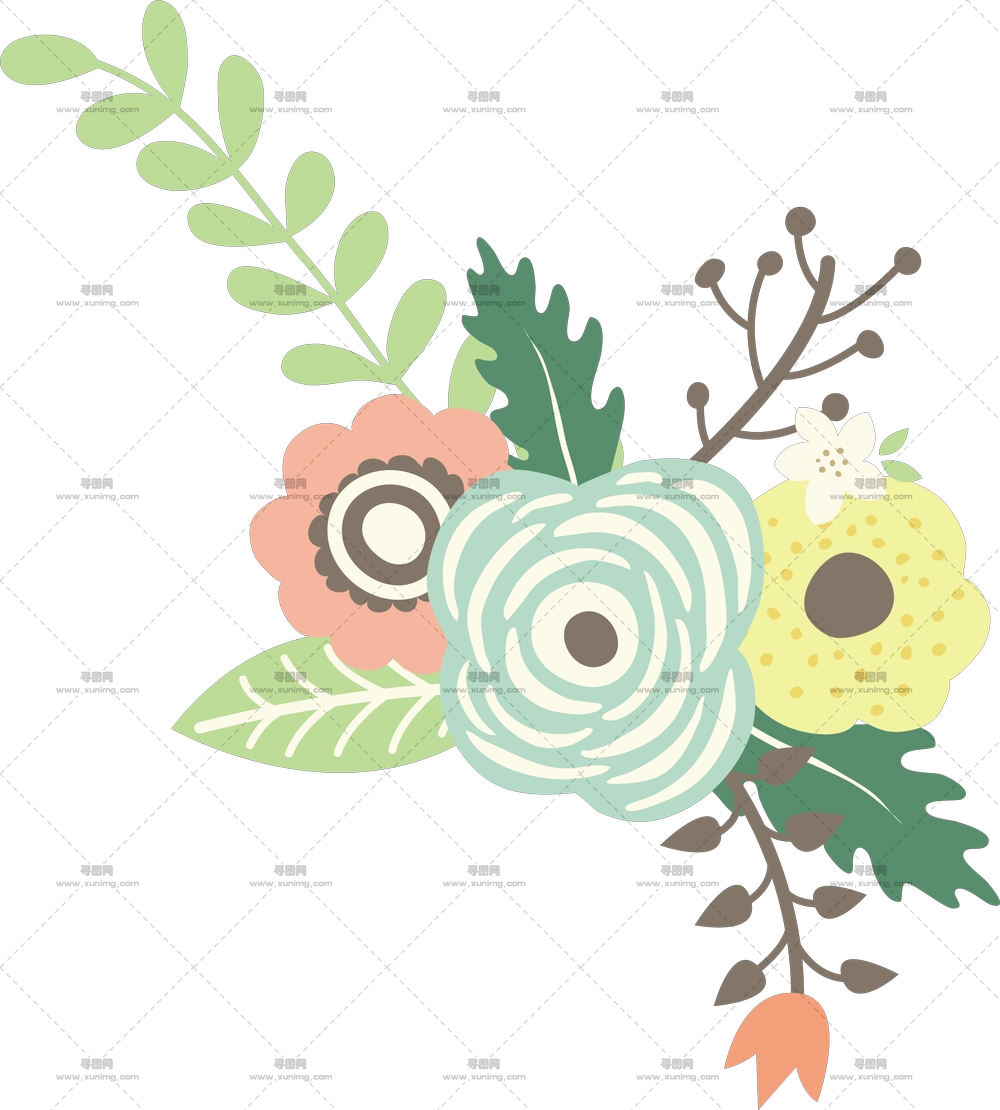 多彩花束插画PNG免抠图预览图