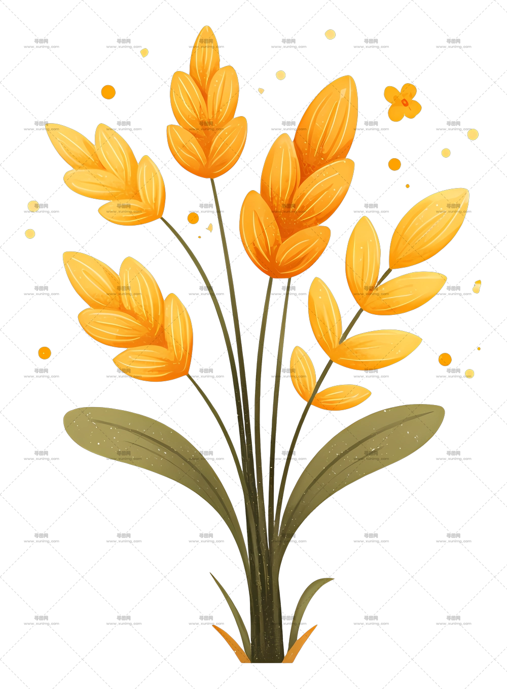 系着的麦穗束 – 金色麦穗束剪影PNG免抠图预览图