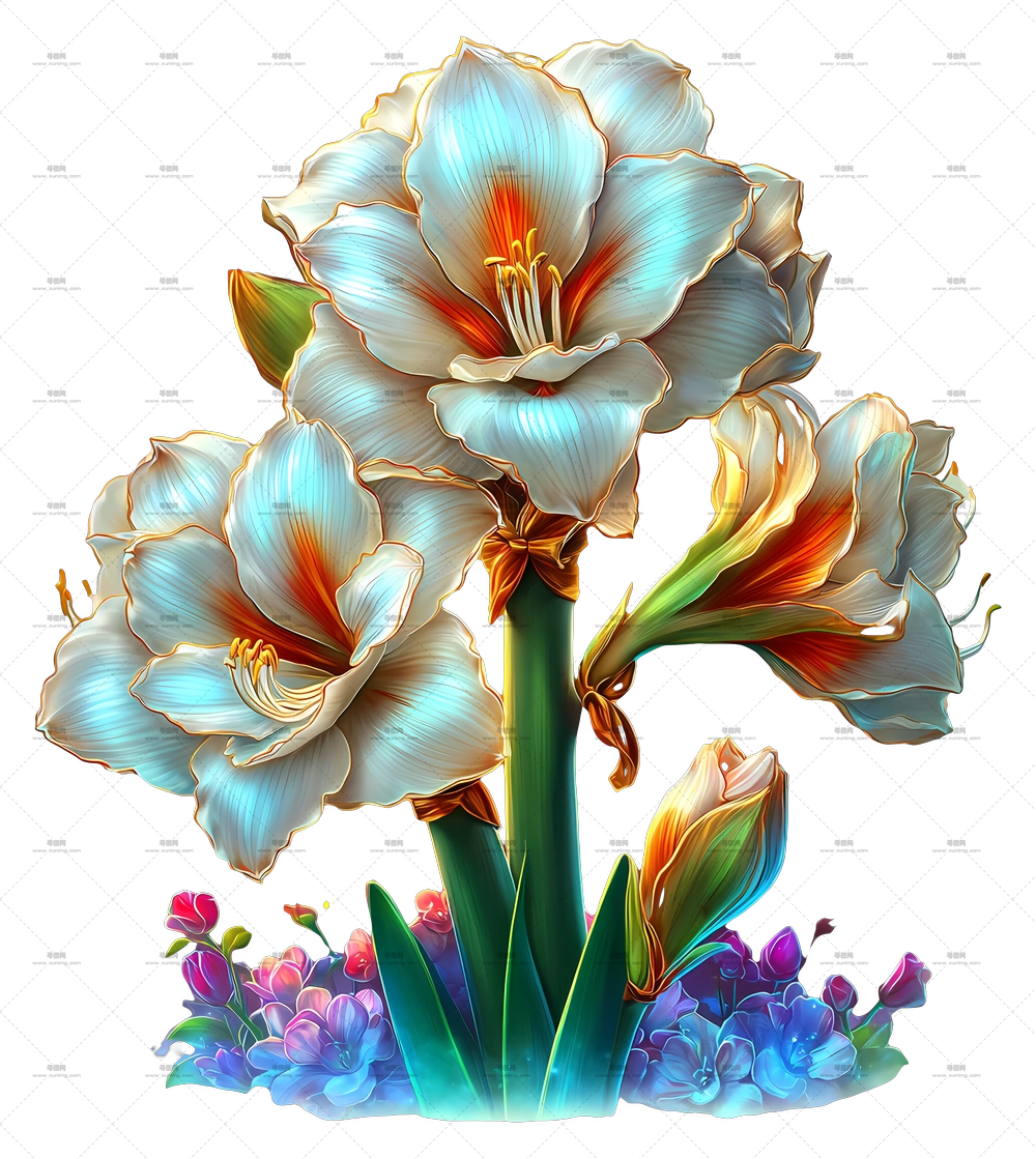 Radiant Flower – 优雅白色花束插画PNG免抠图预览图