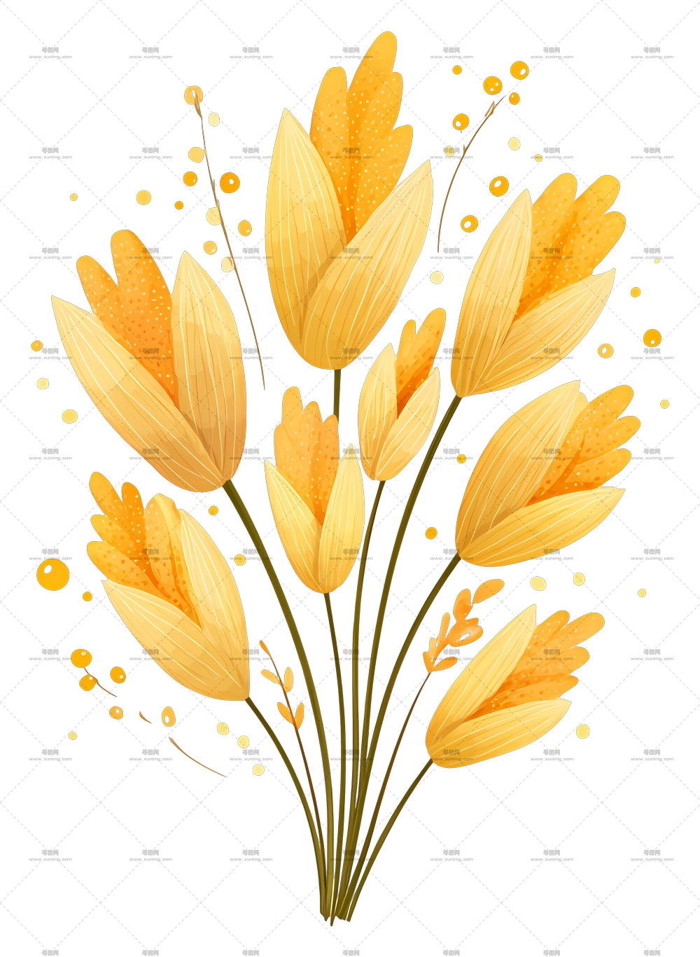 干玉米束 – 金色花卉花束PNG免抠图预览图