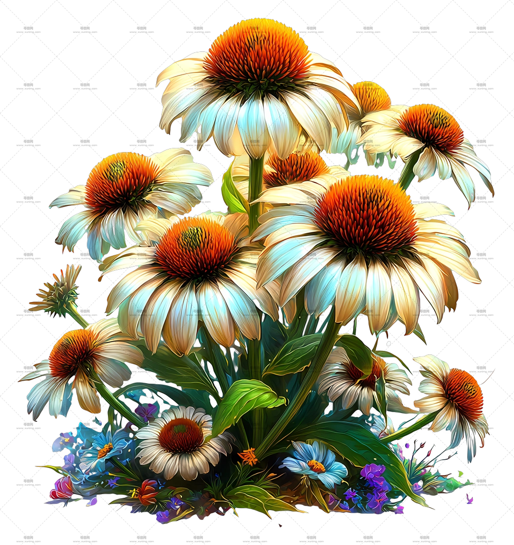 Radiant Echinacea – 白色雏菊花束PNG免抠图预览图 Radiant Echinacea – 白色雏菊花束PNG免抠图预览图