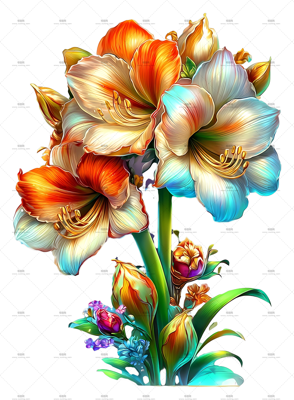 Radiant Flower – Vibrant Floral Bouquet IllustrationPNG免抠图预览图