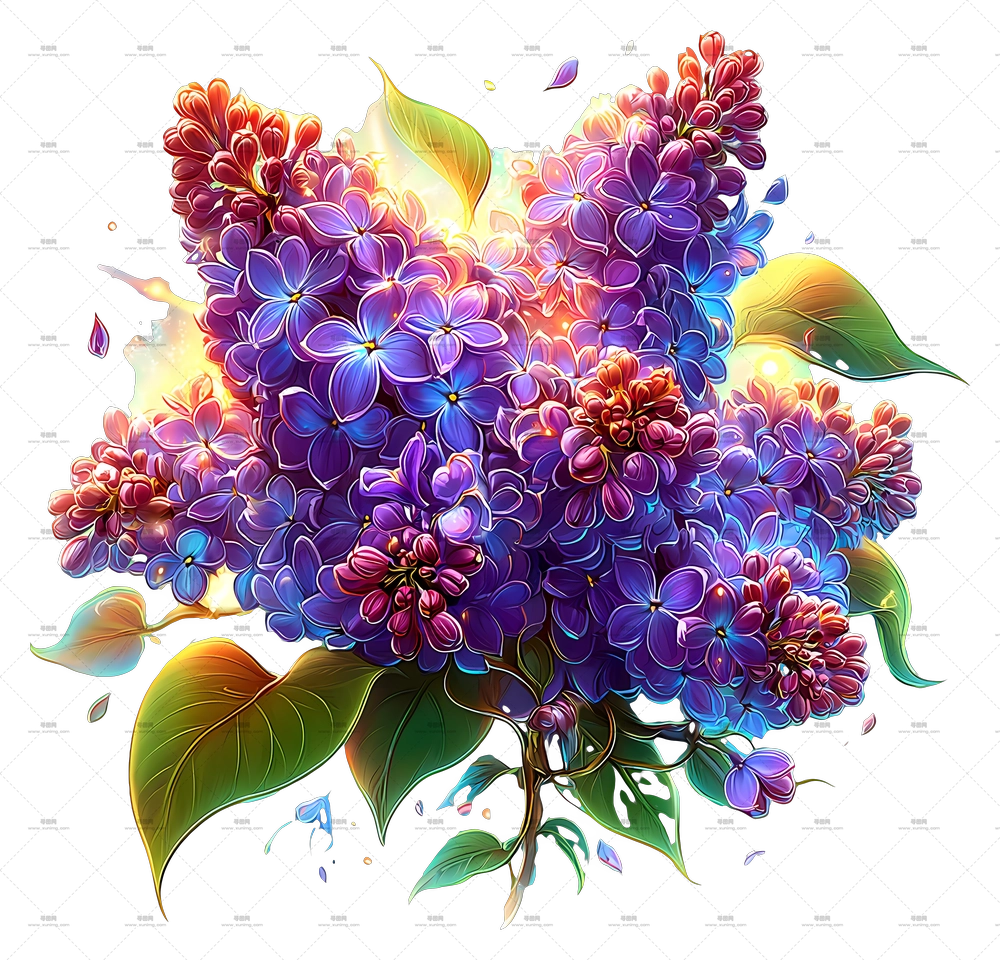 璀璨薰衣草 – 色彩鲜艳的薰衣草花束PNG免抠图预览图