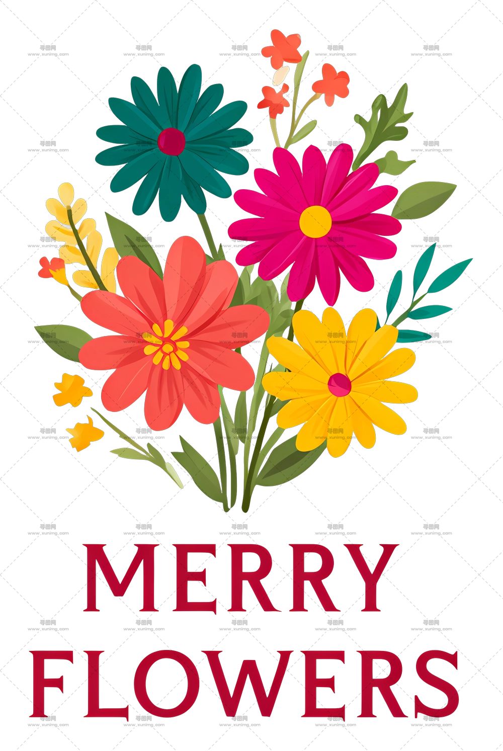 欢乐之花 – 欢乐之花束插画PNG免抠图预览图
