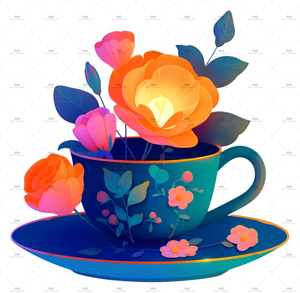 茶壶 – 花茶杯花束PNG免抠图预览图