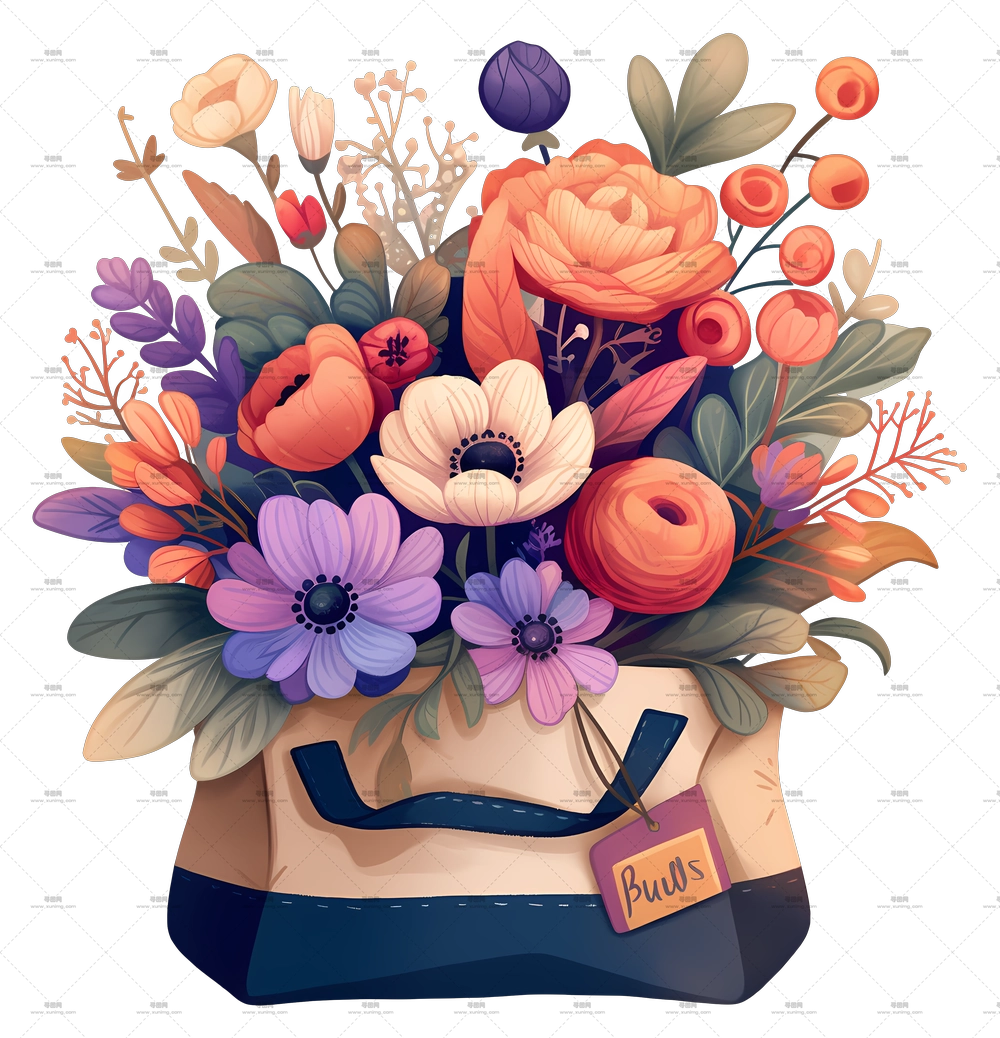 多彩花卉花束PNG免抠图预览图