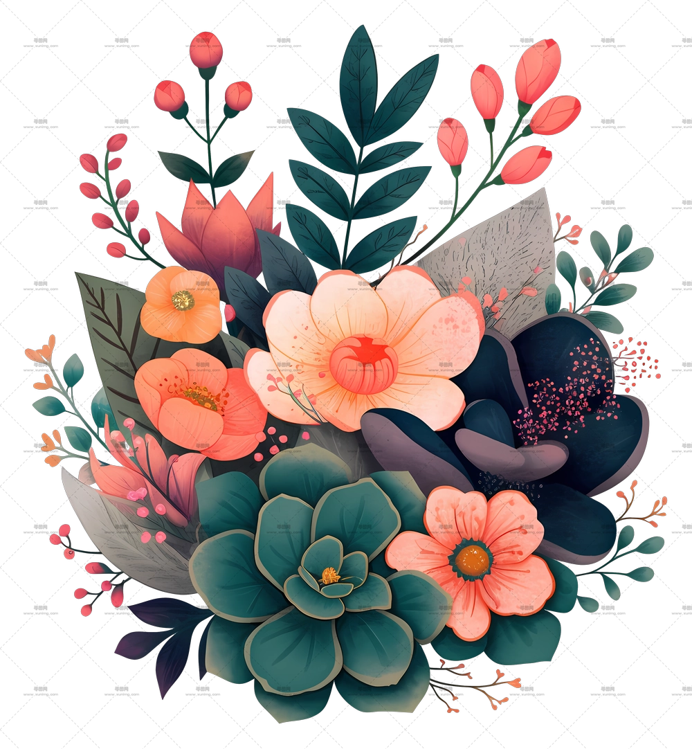 花卉布置艺术 – 多彩花束PNG免抠图预览图