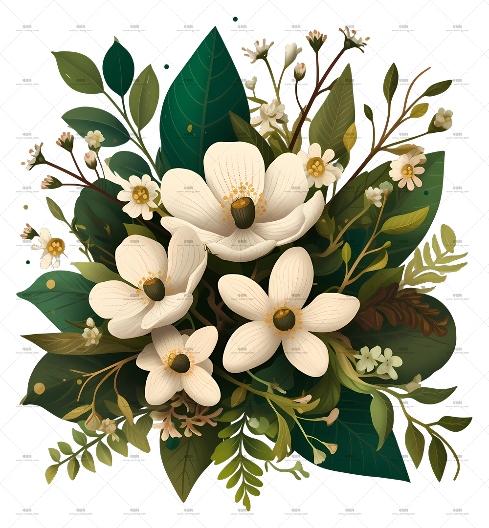 花卉艺术 – 白色花束PNG免抠图预览图