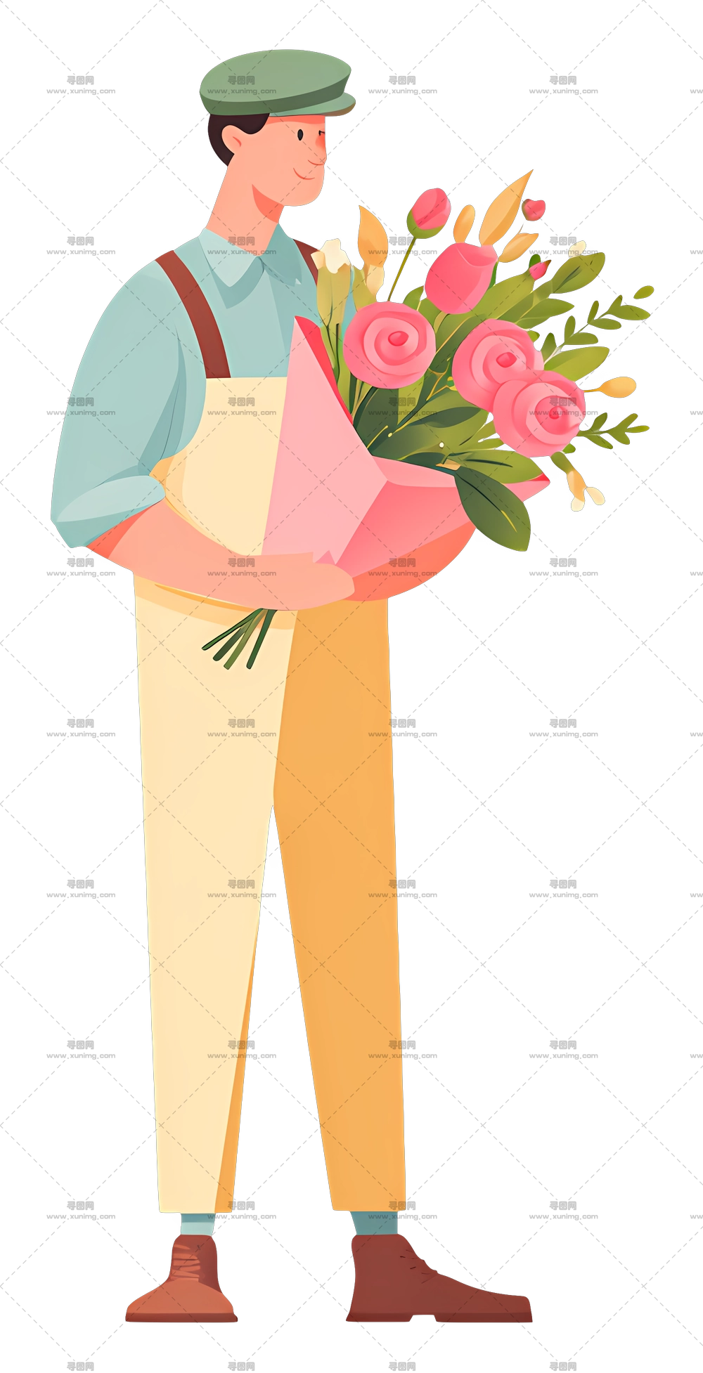 花艺师持花束 – 花艺师持花束PNG免抠图预览图