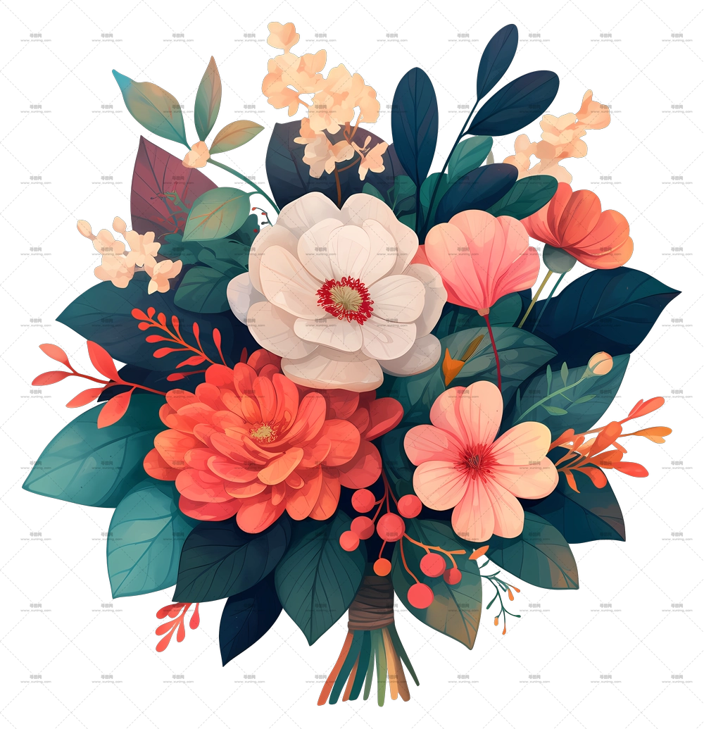 婚礼花束 – 多彩花束PNG免抠图预览图