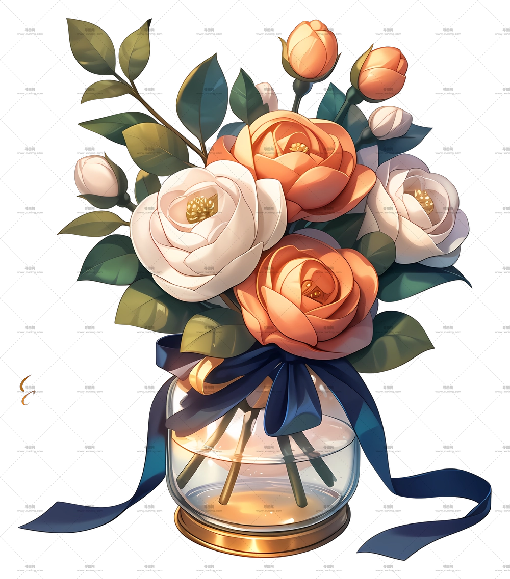 周年纪念花艺 – 瓶中美丽的花束PNG免抠图预览图