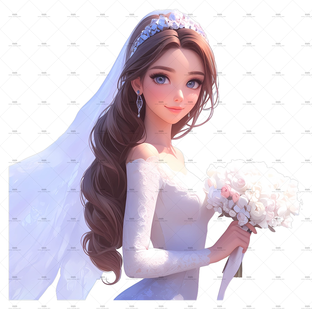 动漫新娘 – 持有花束的新娘PNG免抠图预览图