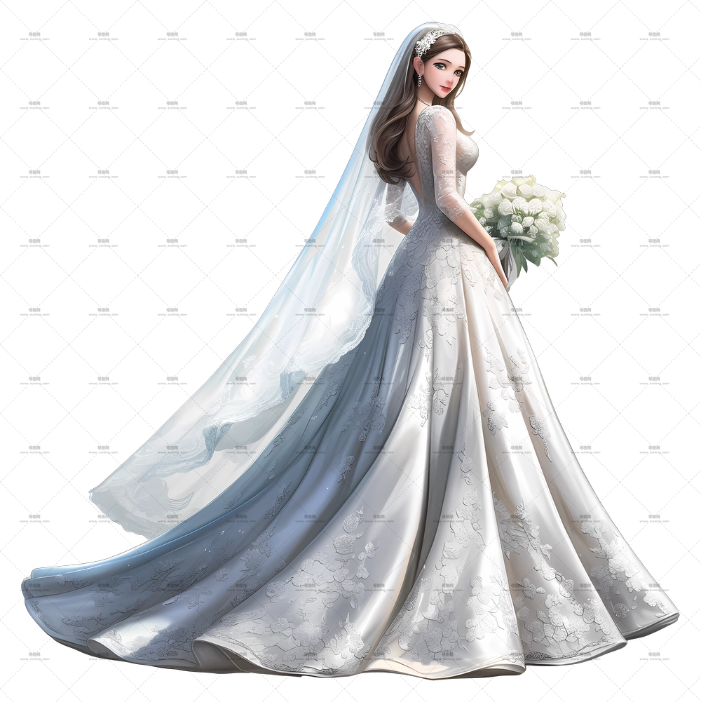 婚礼新娘 – 穿着婚纱的优雅新娘PNG免抠图预览图