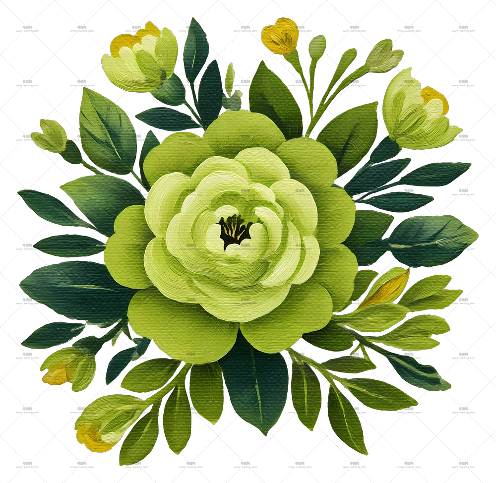 绿花角落 – 带叶绿花束PNG免抠图预览图 绿花角落 – 带叶绿花束PNG免抠图预览图