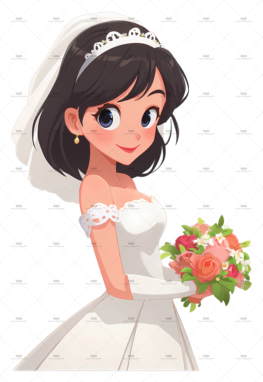 婚礼动漫 – 新娘手持花束PNG免抠图预览图 婚礼动漫 – 新娘手持花束PNG免抠图预览图