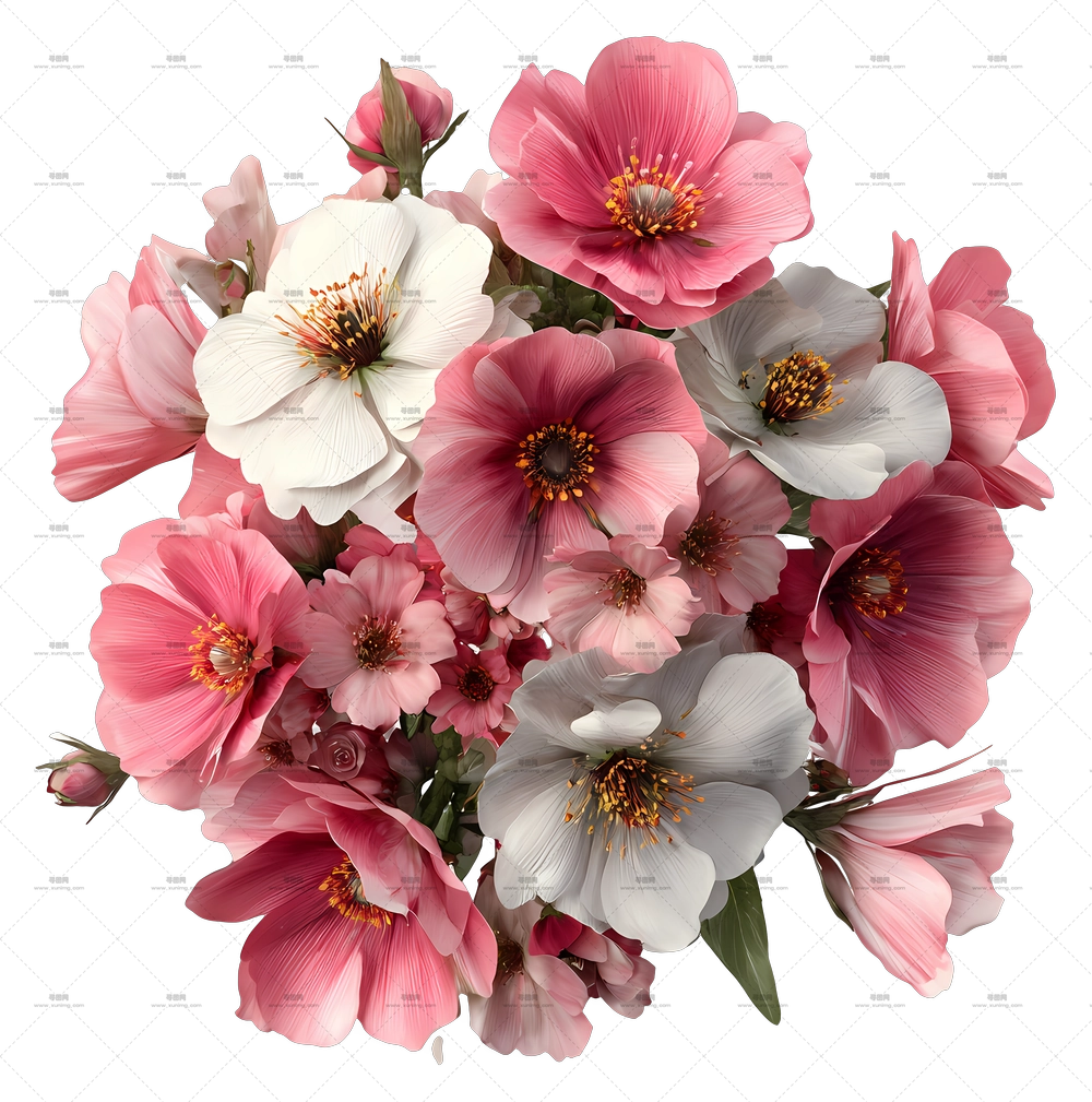 粉玫瑰艺术 – 粉玫瑰束PNG免抠图预览图