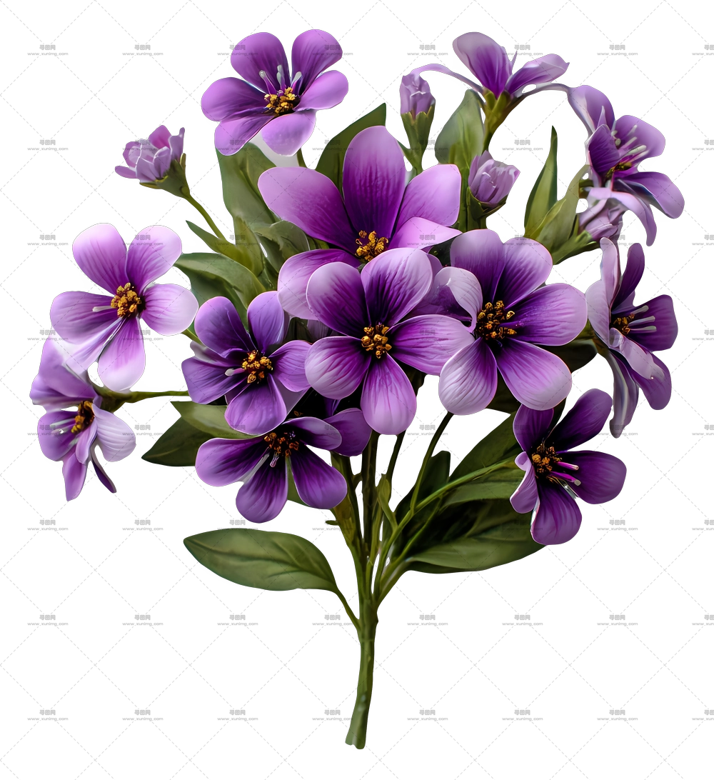 紫色花朵艺术 – 鲜艳的紫色花束PNG免抠图预览图