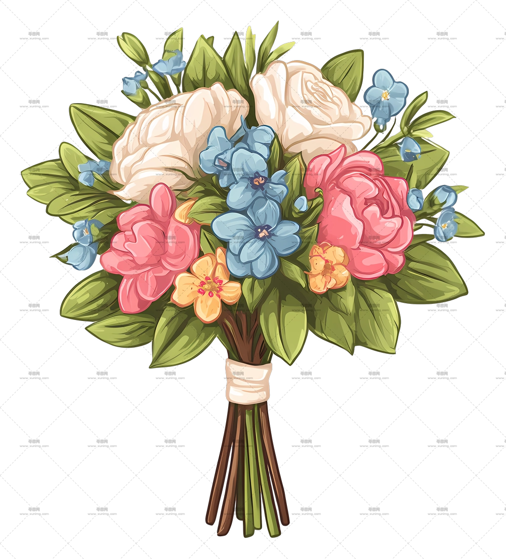 婚礼花束图标 – 多彩花朵花束插图PNG免抠图预览图