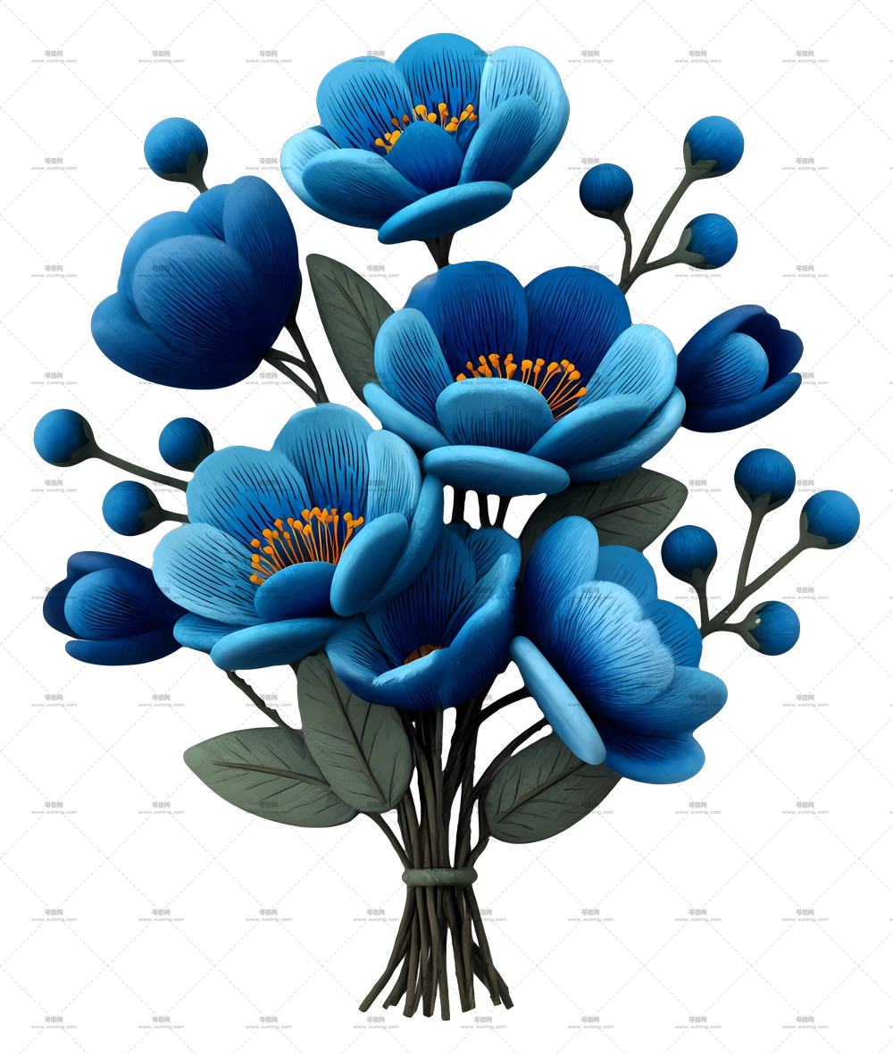 蓝色花朵束 – 蓝色花朵束PNG免抠图预览图