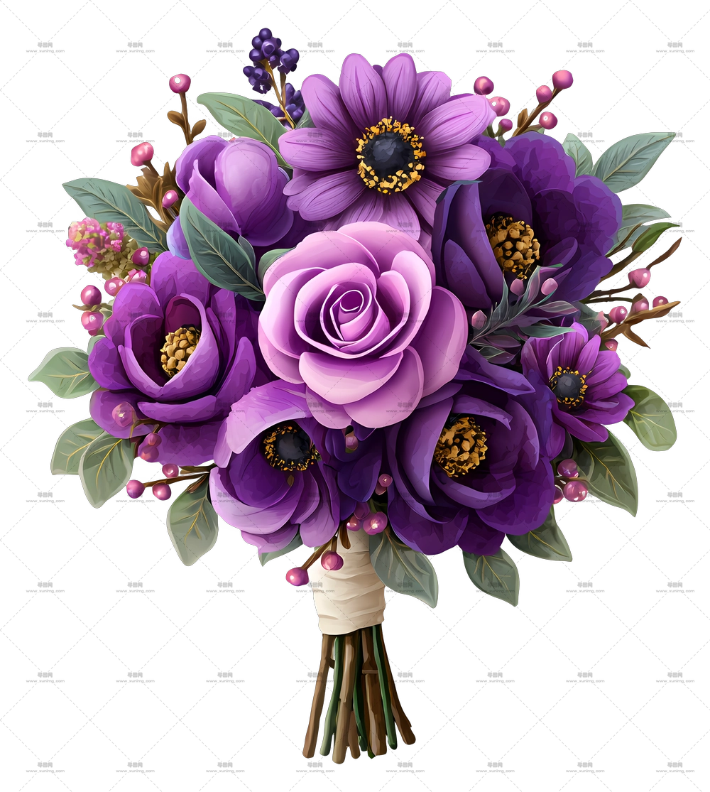 紫色花束 – 紫色花朵花束插画PNG免抠图预览图