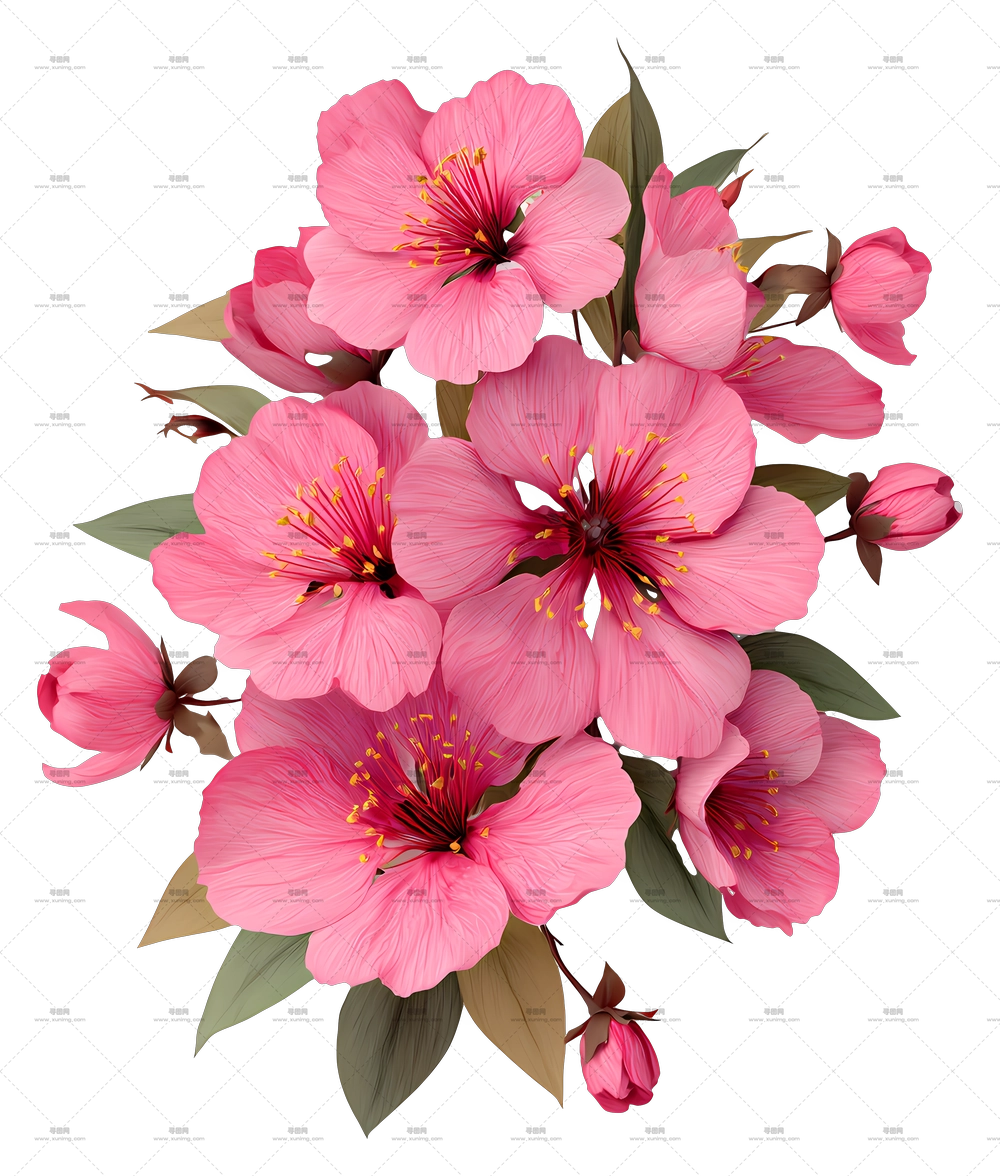 粉色花朵艺术 – 粉色花朵花束PNG免抠图预览图