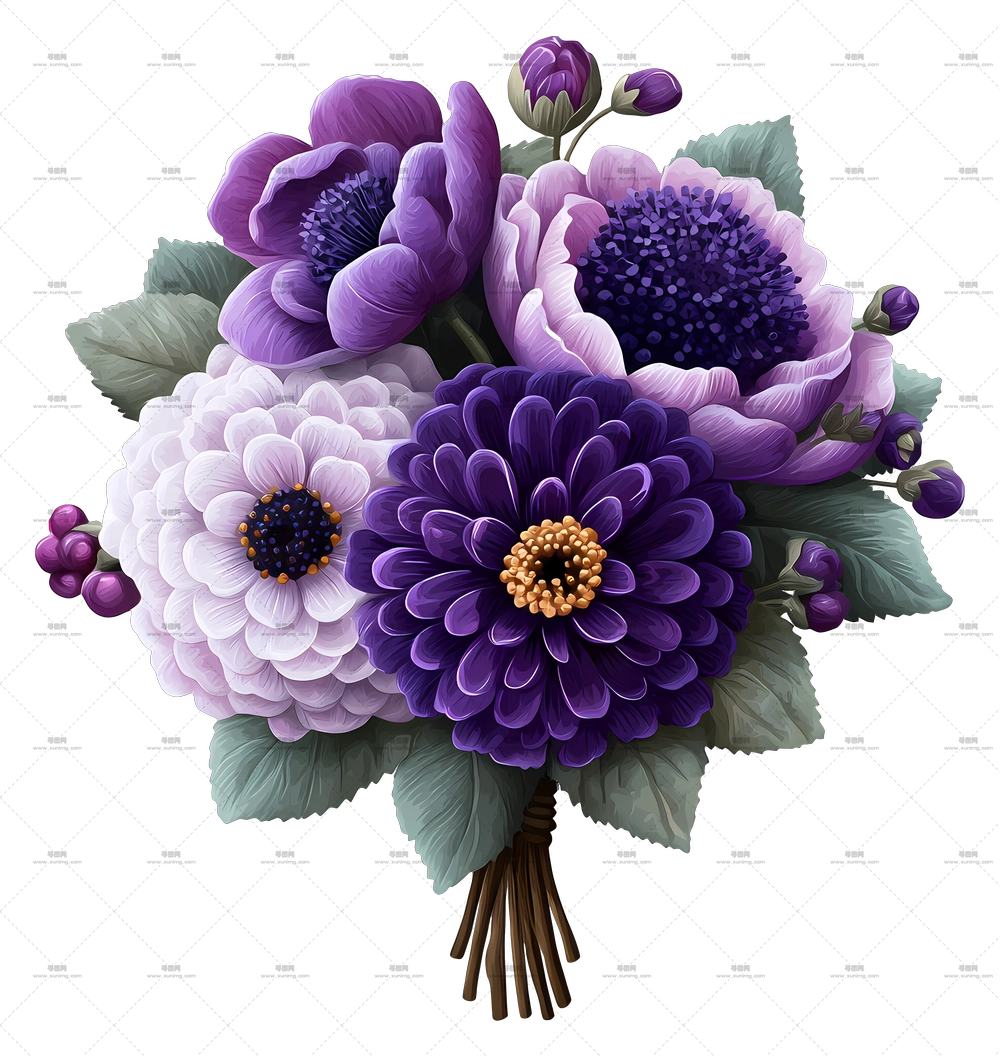 紫色花束 – 紫色花朵花束PNG免抠图预览图