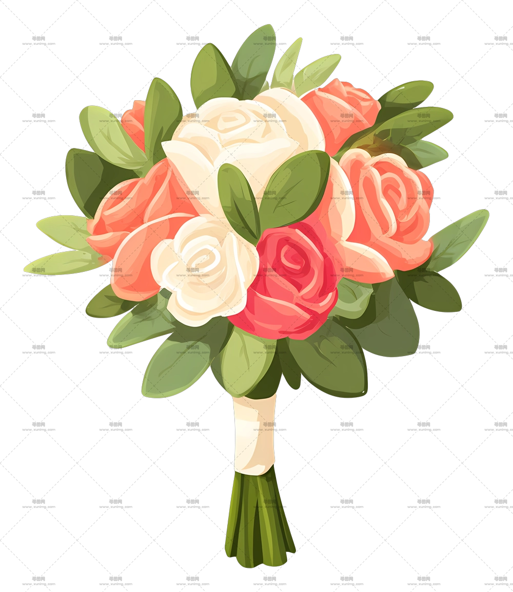 婚礼捧花图标 – 玫瑰花束插图PNG免抠图预览图