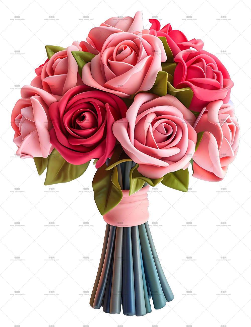 D 玫瑰 – 精美的玫瑰束PNG免抠图预览图