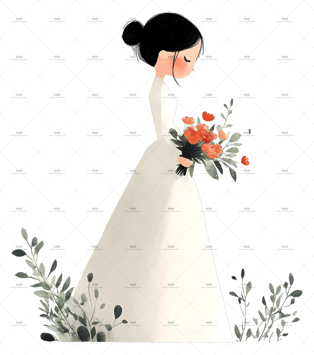 新娘肖像 – 持有花束的新娘PNG免抠图预览图
