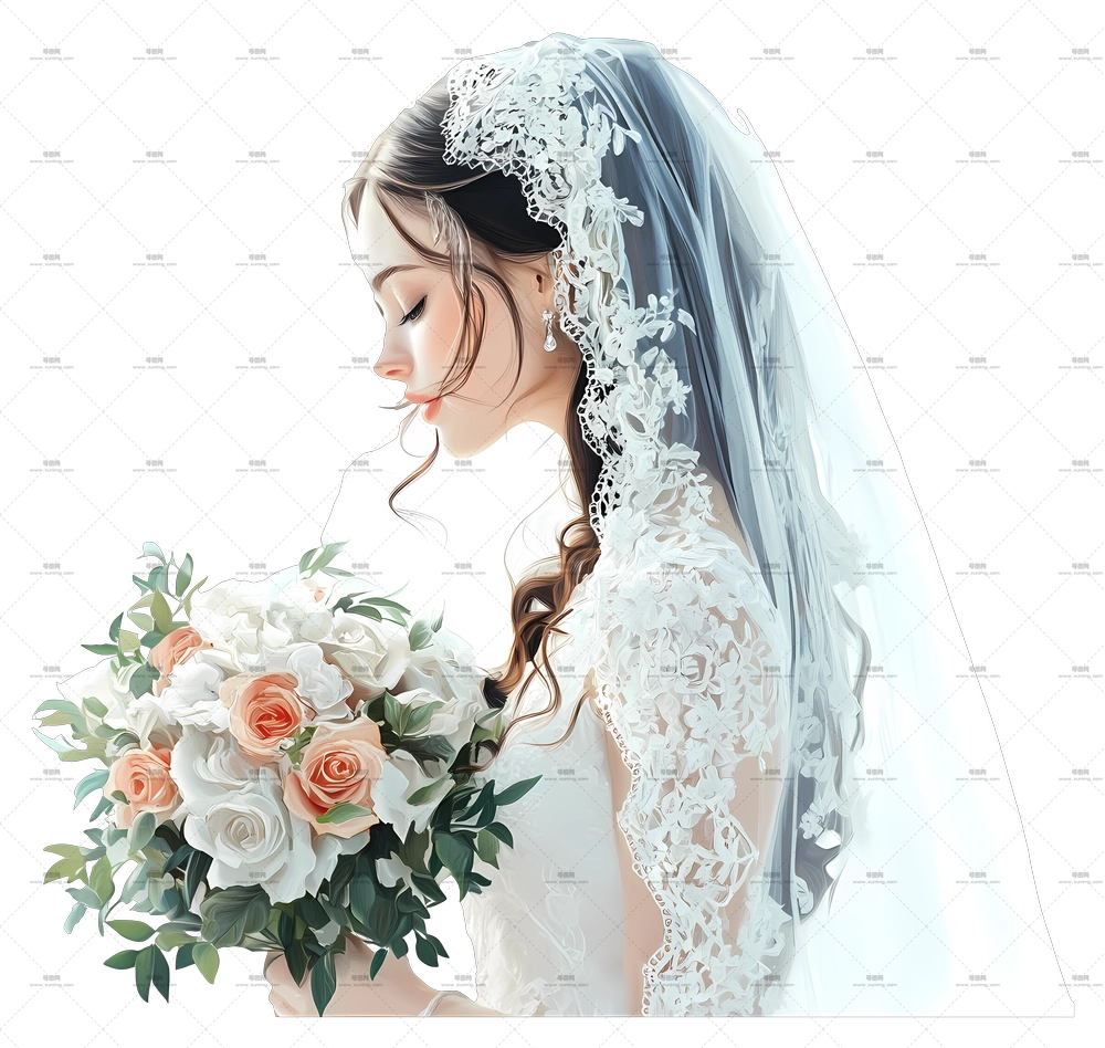 新娘 – 手捧花束的新娘PNG免抠图预览图