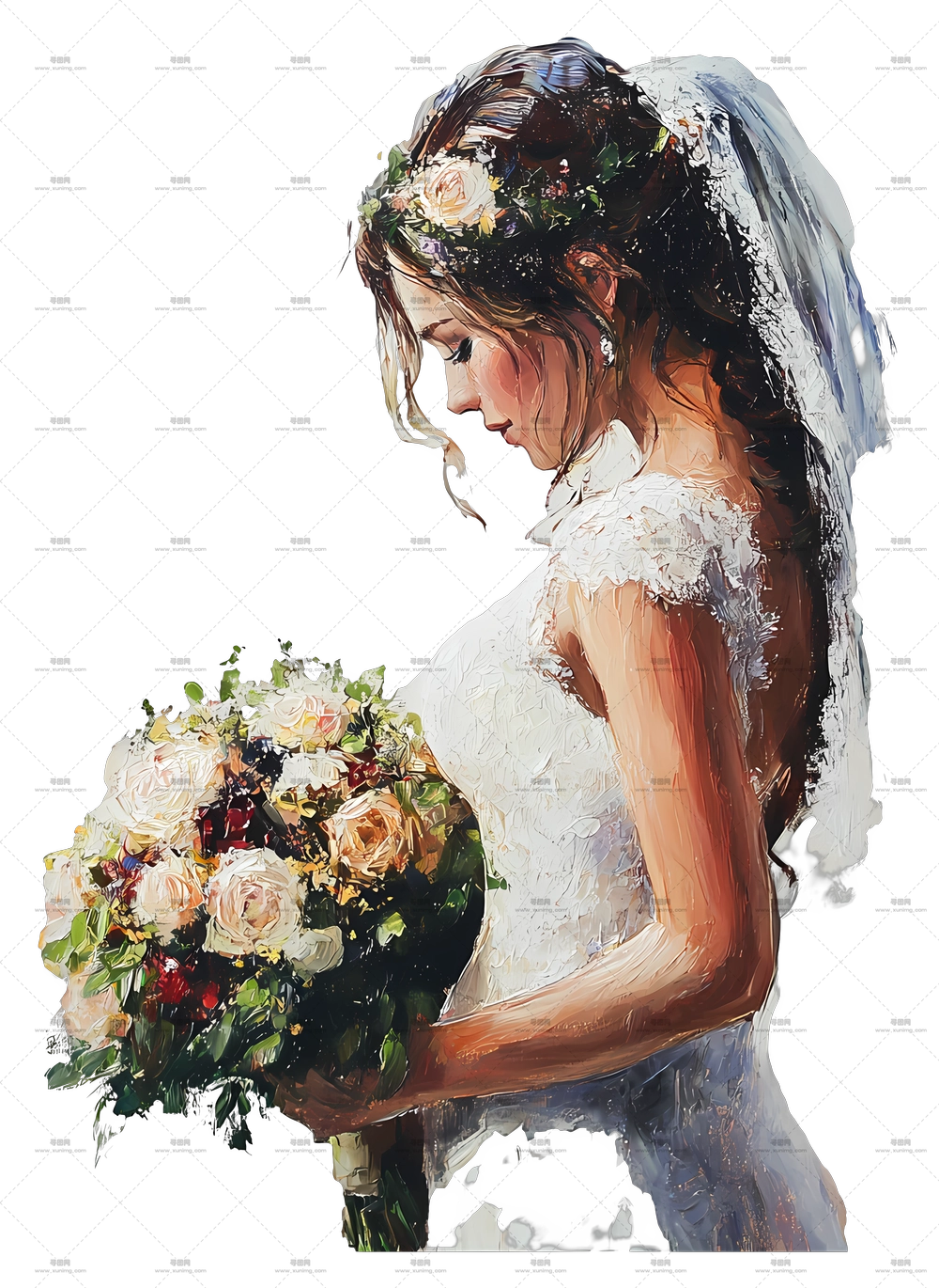 漂亮新娘 – 新娘持花束PNG免抠图预览图