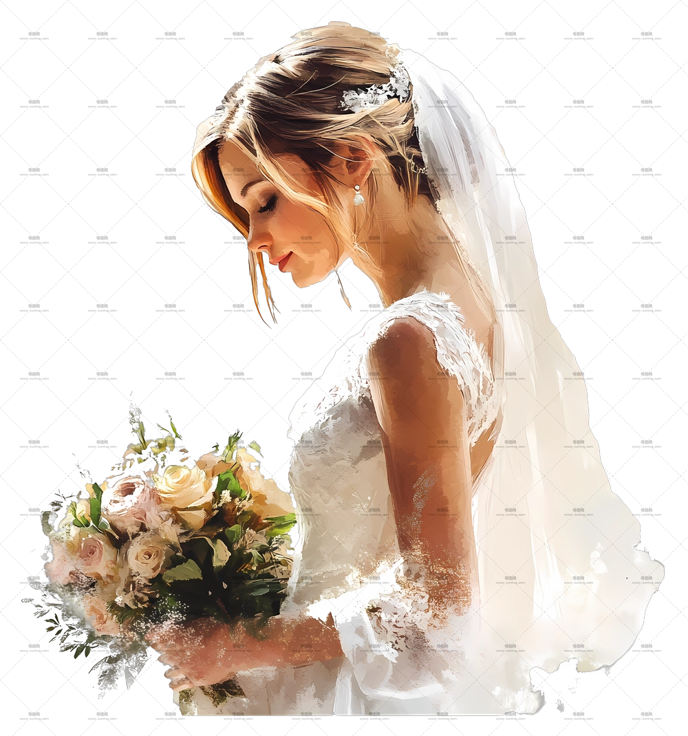 新娘特写 – 新娘手持花束PNG免抠图预览图