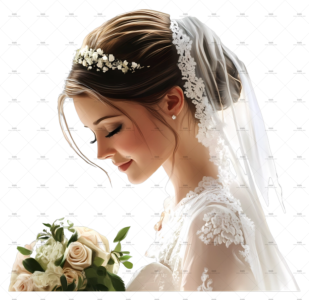 新娘特写 – 手持花束的新娘PNG免抠图预览图