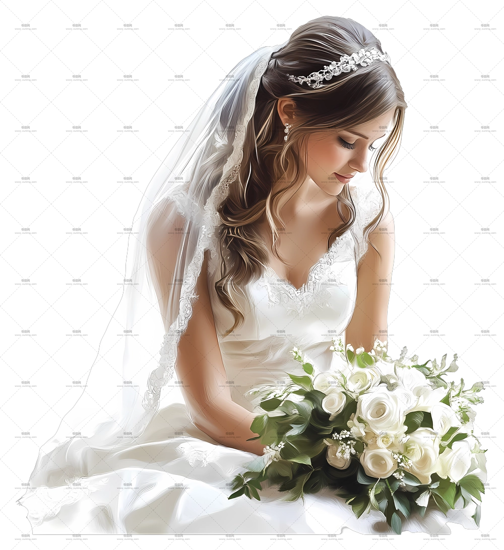 新娘特写 – 新娘手持婚礼花束PNG免抠图预览图