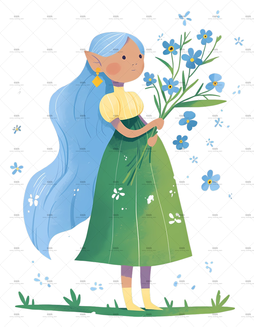 森林精灵 – 精灵手持花束PNG免抠图预览图