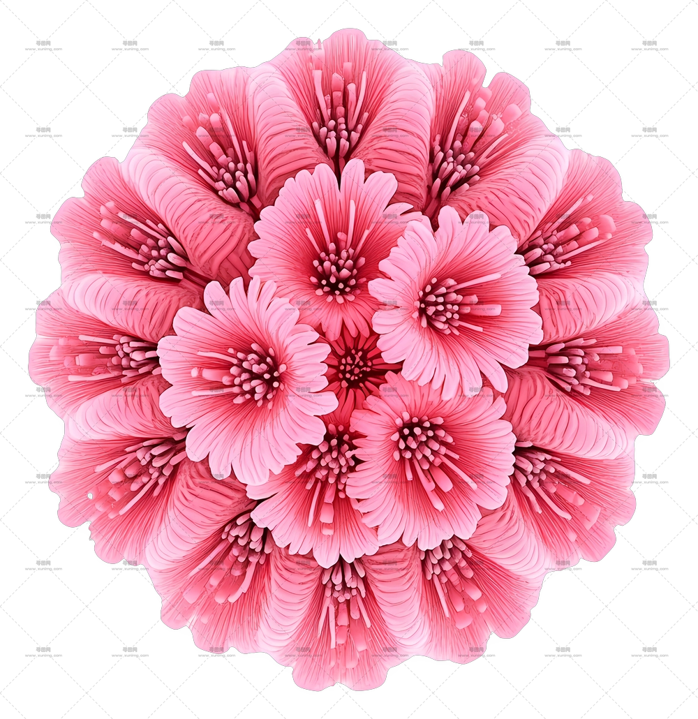 花卉植物俯视图 – 粉色花束PNG免抠图预览图