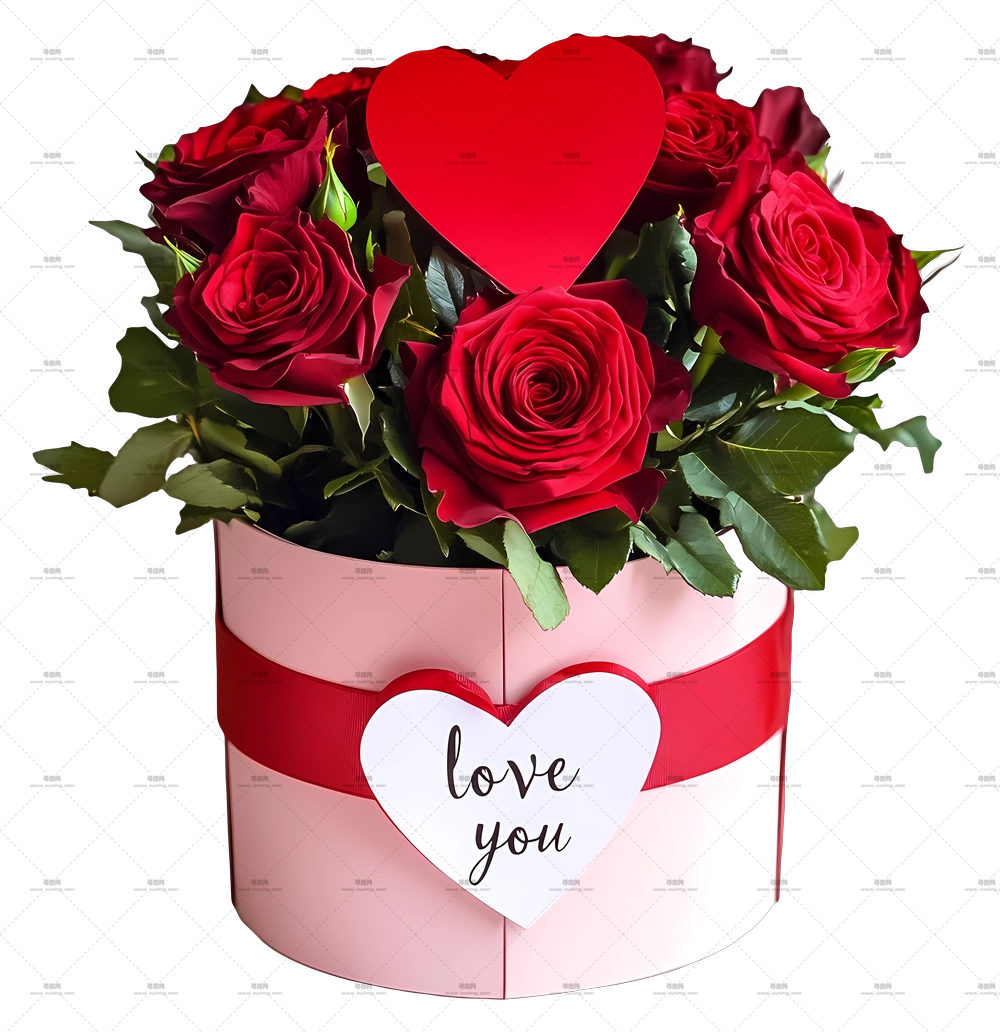 红玫瑰 – 浪漫红玫瑰束PNG免抠图预览图