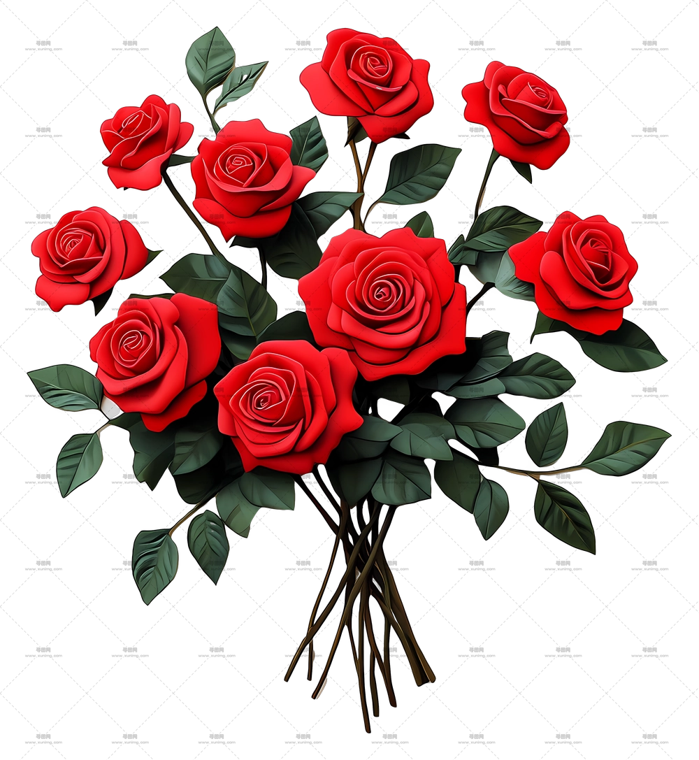红玫瑰束 – 精美的红玫瑰束PNG免抠图预览图