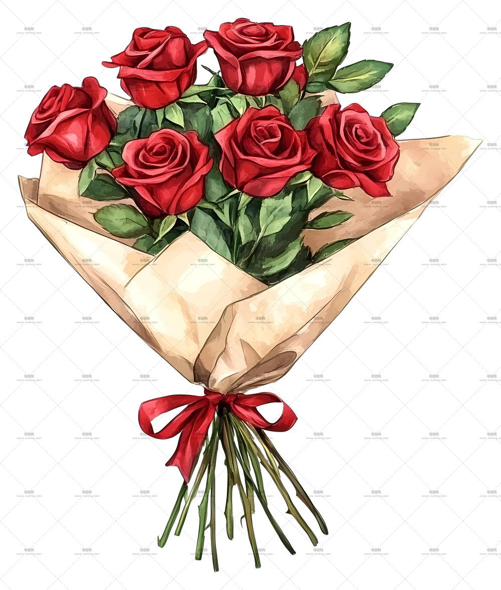 红玫瑰束 – 适合浪漫场合的红玫瑰束PNG免抠图预览图