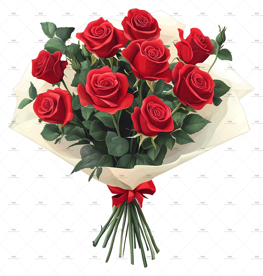 红玫瑰束 – 适合浪漫场合的红玫瑰束PNG免抠图预览图