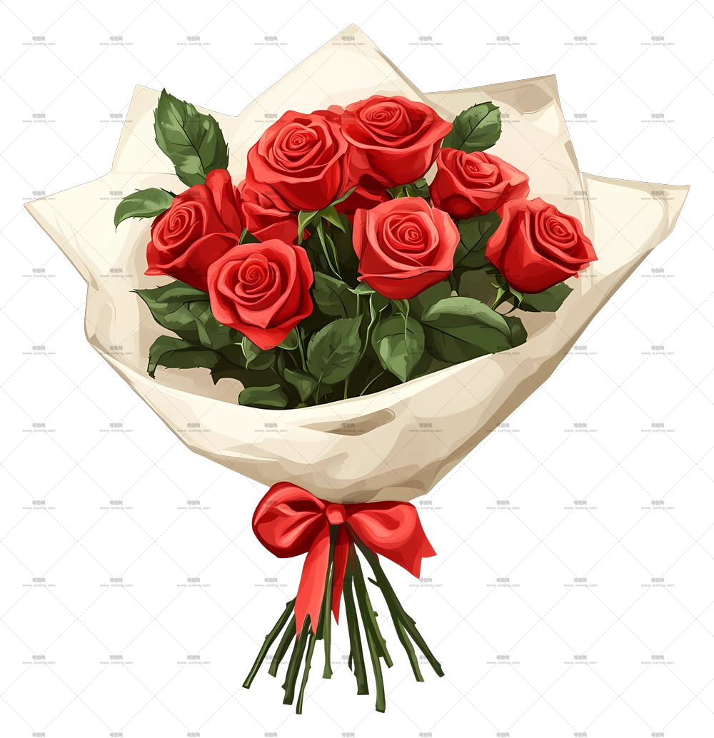 红玫瑰束 – 适合浪漫场合的红玫瑰束PNG免抠图预览图