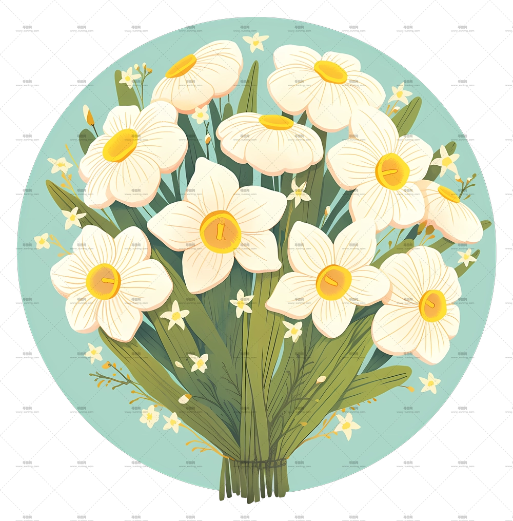 白花 – 淡色背景上白色和黄色郁金香花束PNG免抠图预览图