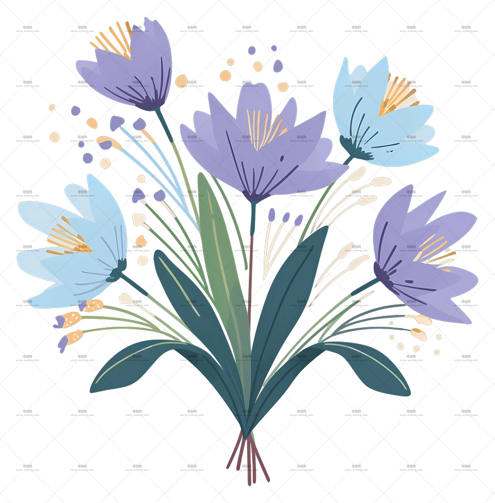 郁金香 – 淡紫色花朵束PNG免抠图预览图