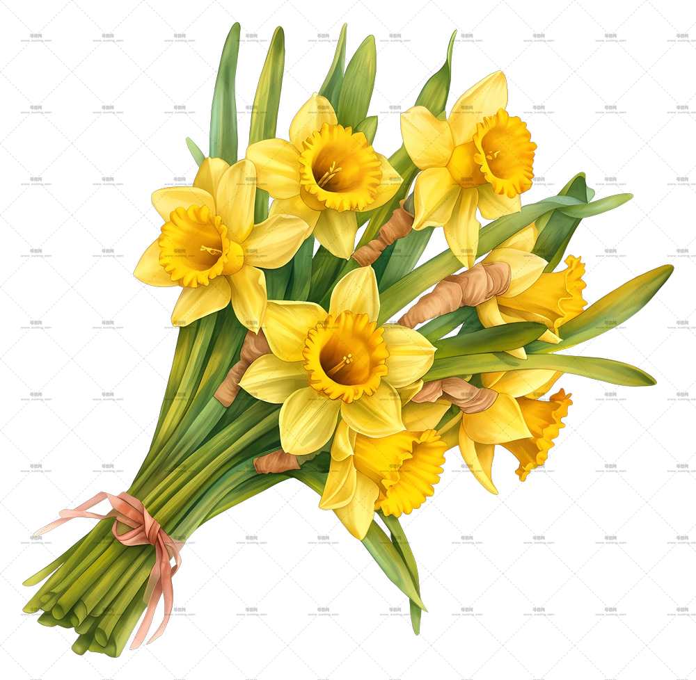 水仙节 – 新鲜黄色郁金香花束PNG免抠图预览图