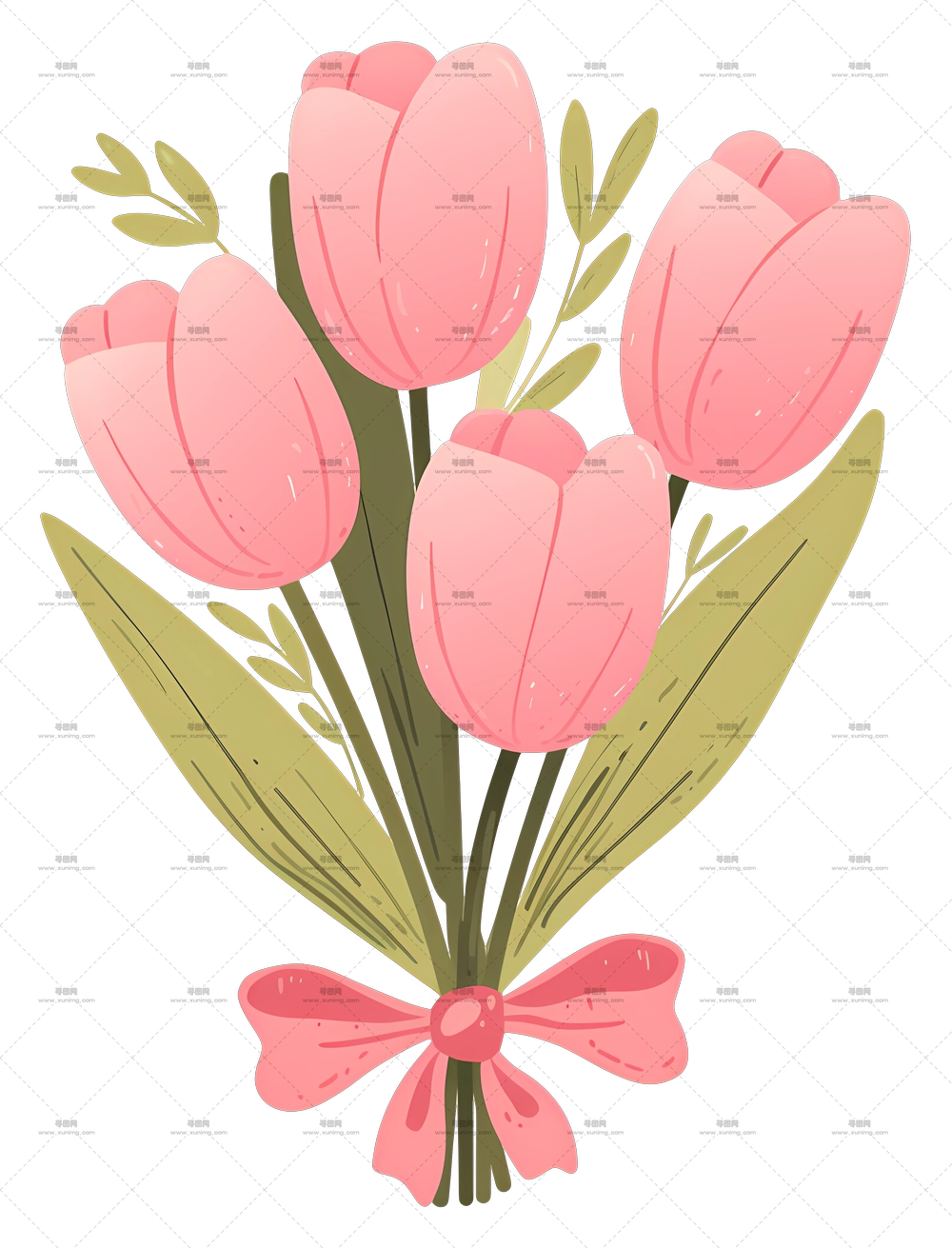 郁金香花束 – 精美的粉色郁金香花束PNG免抠图预览图