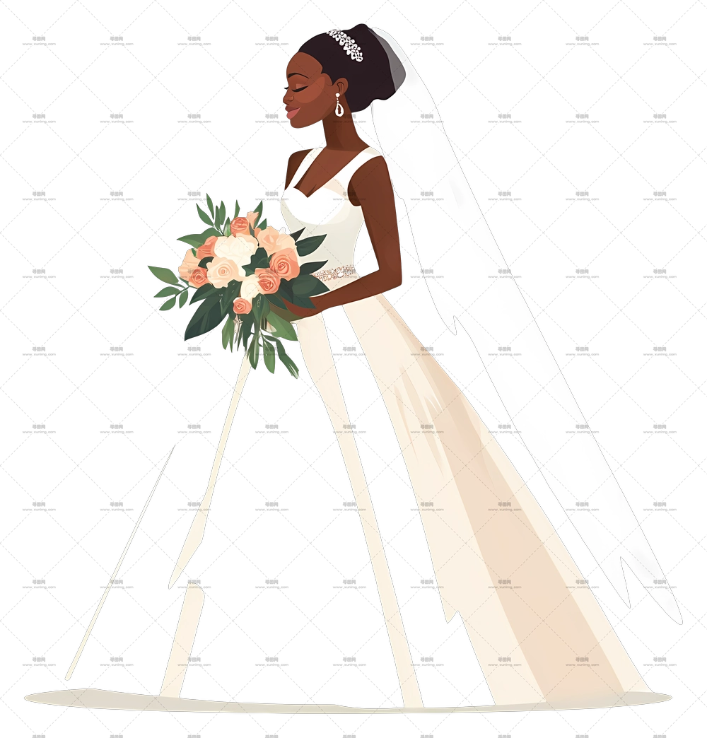 黑色新娘 – 持花束的新娘PNG免抠图预览图