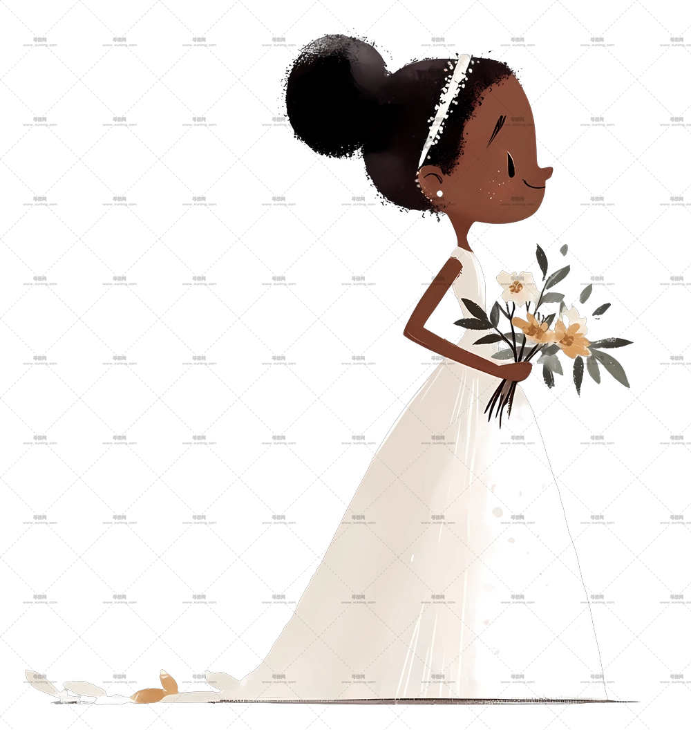 黑色新娘 – 持花束的新娘PNG免抠图预览图