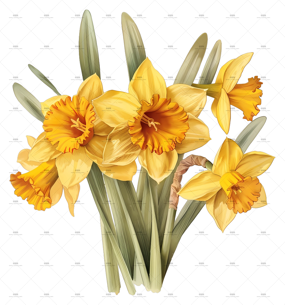 黄色水仙花束 – 美丽的黄色水仙花束PNG免抠图预览图